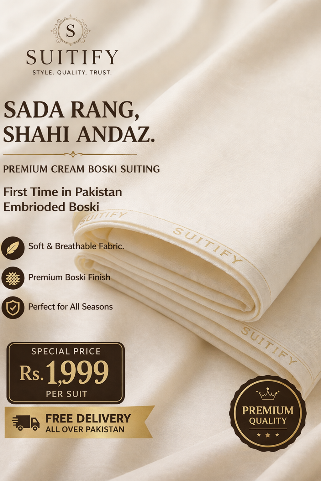 Suitify Embroided Premiuim Special Silk Boski